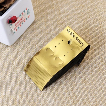 

Wholesale 200pcs/lot Gold PVC Earrings Card Fashion Earring Ear Studs Clips Display Packaging Cards Rectangle Jewelry Cards