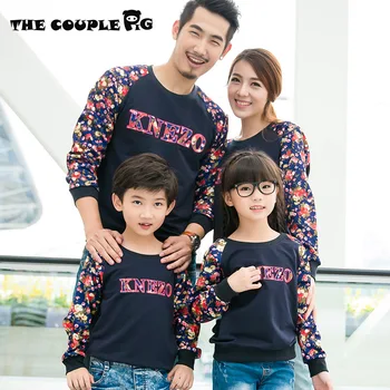 

2019 autumn floral hoodies sweatshirts family look girl and mother matching mother father baby daughter son clothes outfits