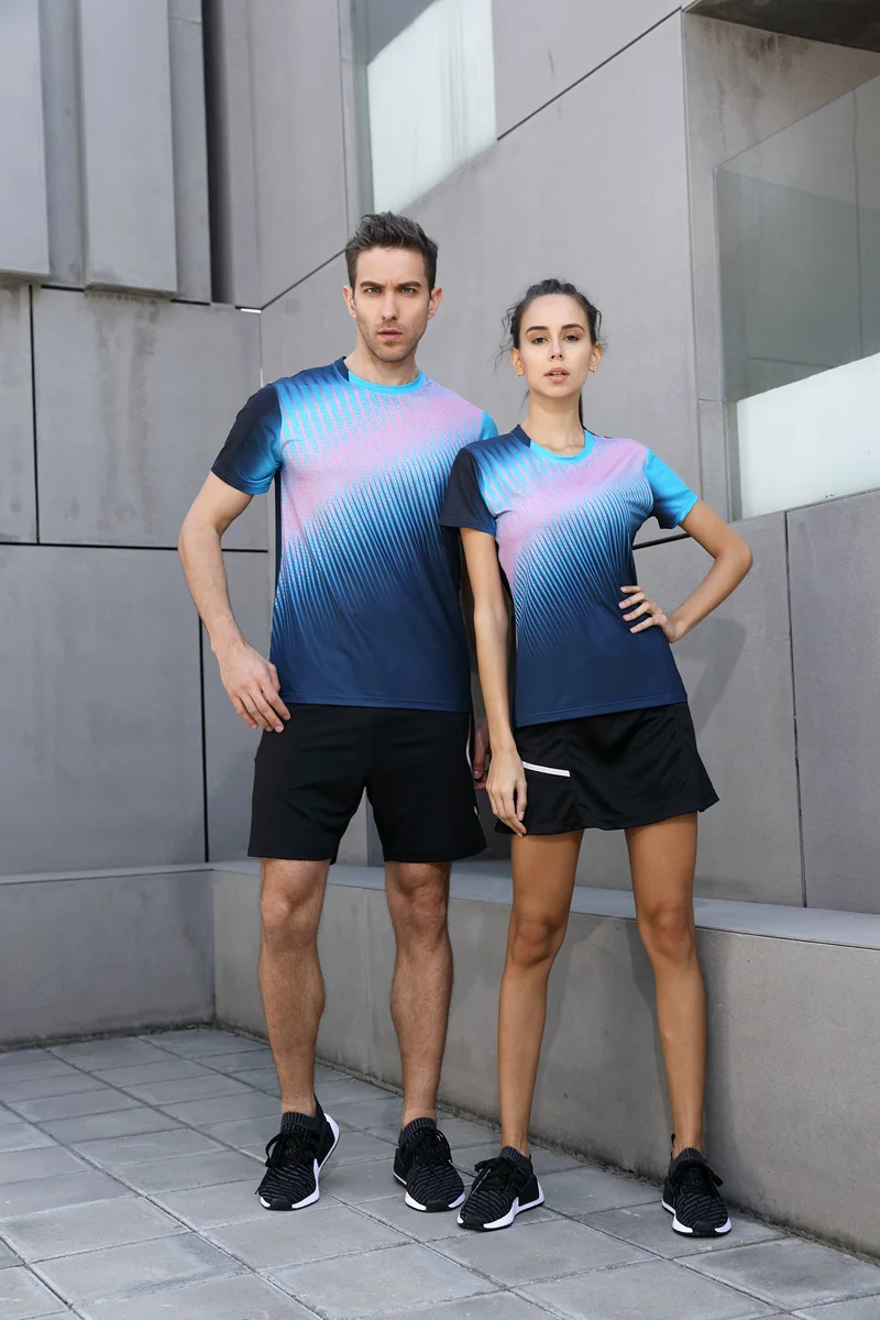 2018 de alta calidad Running Fitness Gym camisa de bádminton transpirable de secado rápido, mujeres/hombres Tenis de Mesa equipo camisetas