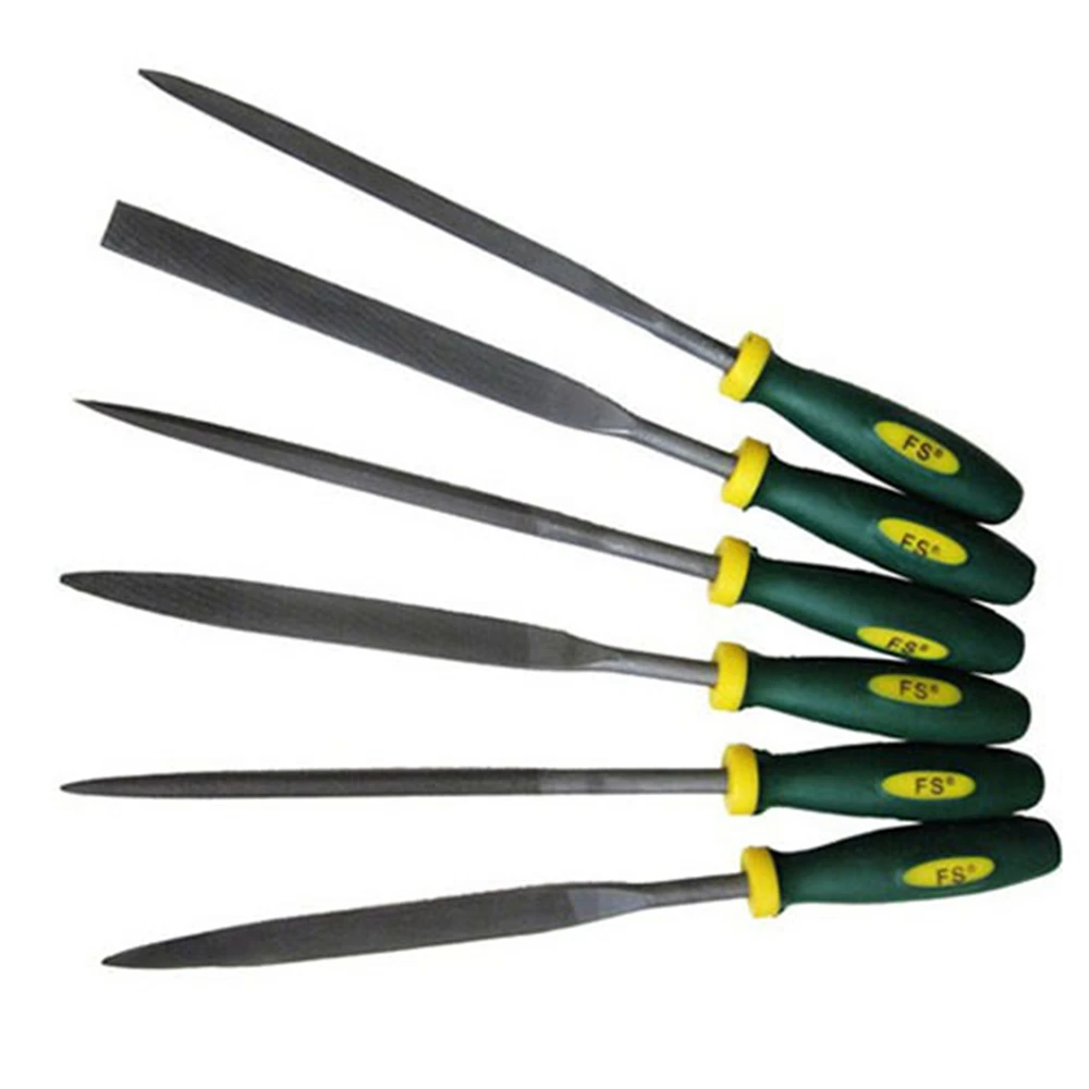 

6 Pcs Plastic Handle Flat Square Round Needle Files Set Needle Files Kit Metalworking Woodworking Metal Cutter File Tools Set