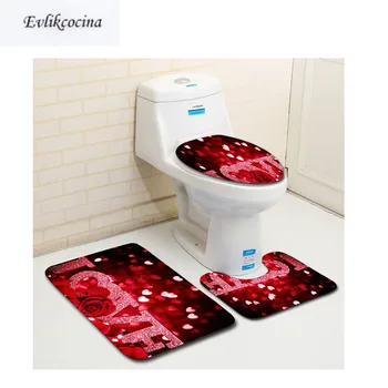 

Free Shipping 3pcs Valentine's Day Series` Banyo Bathroom Carpet Bath Mats Set Non Slip Pad Tapis Salle De Bain Alfombra Bano