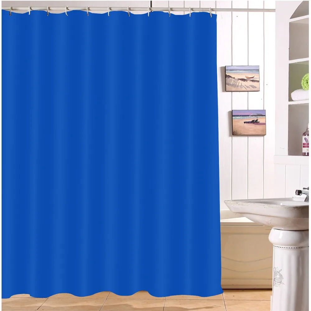 Lb 180 200 Waterproof Solid Blue Shower Curtains Polyester Print Waterproof Solid Blue Shower Curtains