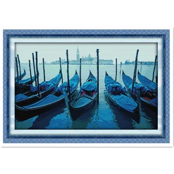 

Venice Boats Needlework embroidery ForSets,DIY Crafts,Home Decor,11CT Pattern Counted On the canvas DMC 14CT Cross Stitch kits,