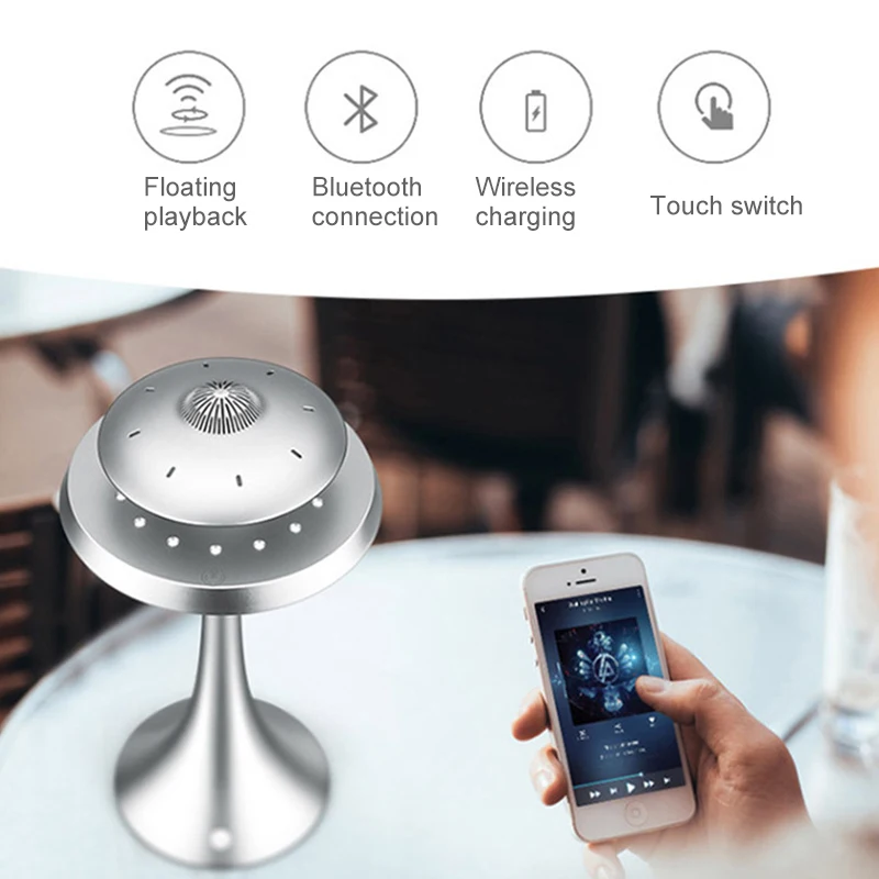 

Anti-Gravity Flying Saucers Magnetic Floating HQ Bluetooth Speaker Wireless Charging Night Light HSJ-19