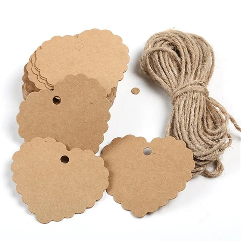 100Pcs/Lot Heart Shape Craft Paper Hang Tag Cards Decoration Bookmark DIY Tags Wedding Party Price Label Favor | Дом и сад