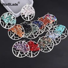 WarBLade 13 видов цветов Радуга 7 Чакра Древо жизни Подвески ожерелье s натуральный камень кристалл мудрости ожерелье в виде дерева жизни для женщин подарок