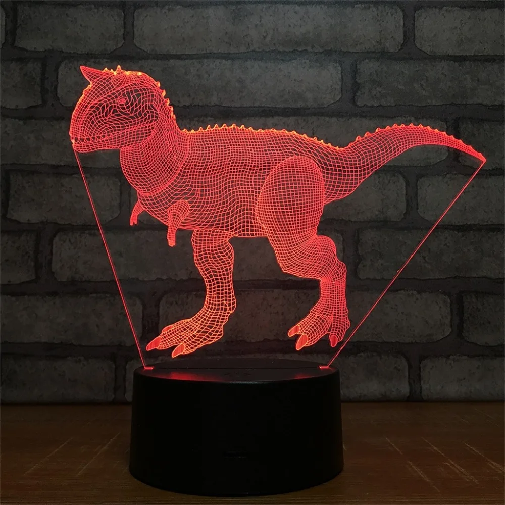 Lesothosaurus Alxasaurus динозавр 3D иллюзия синий 7 цветов светодиодный ночник для стола лампа подарки для мальчиков Прямая поставка