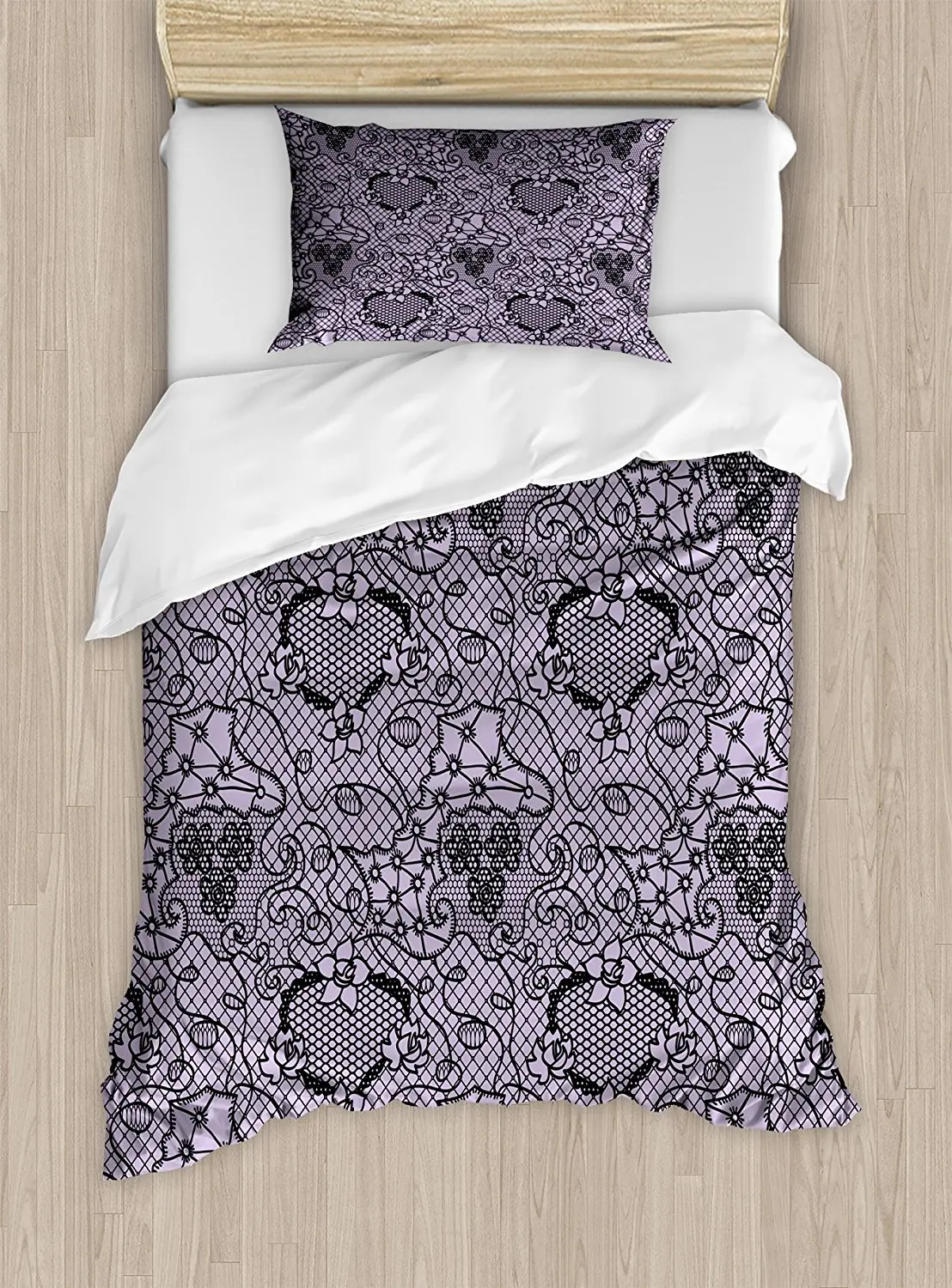 Gothic Duvet Cover Set Black Lace Style Pattern With Ornate