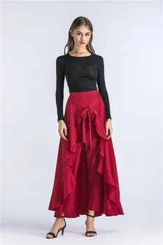 

2019 irregular Spring Summer Skirt High Waist Vintage Ruffle A Line Skirt Female With Pants European Korea Fashion Style