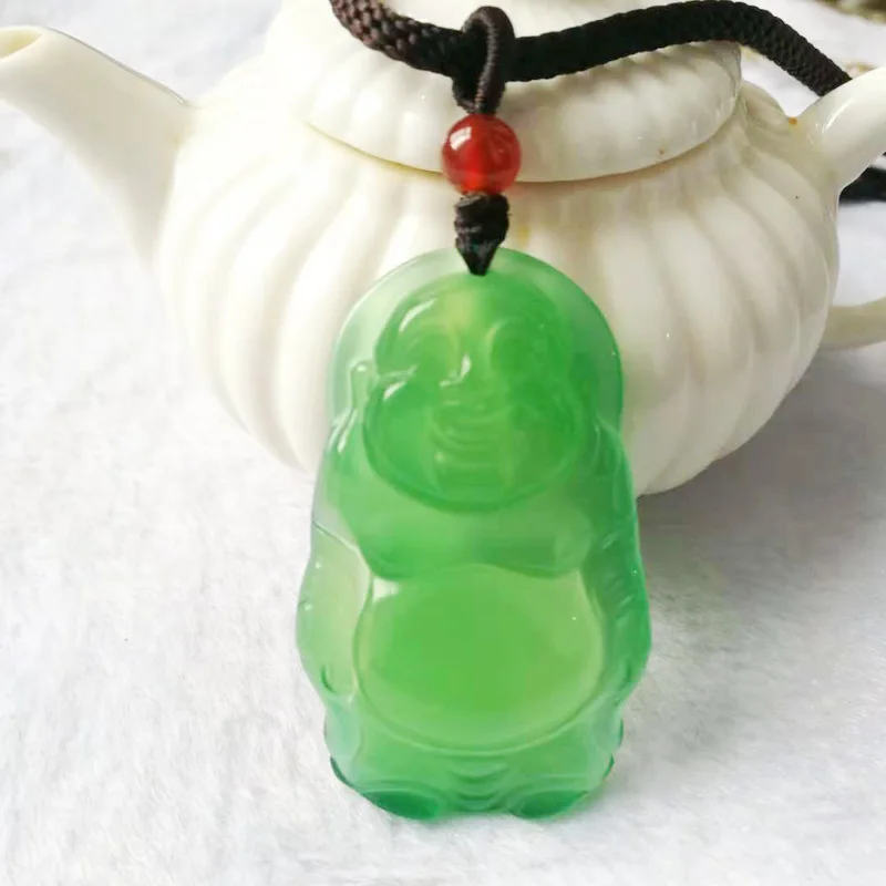 

Yu Xin Yuan Fine Jewelry Natural Green Jade Medullary Buddha Pendant Lucky Blessing Necklace Women Men Gifts Hot 2017