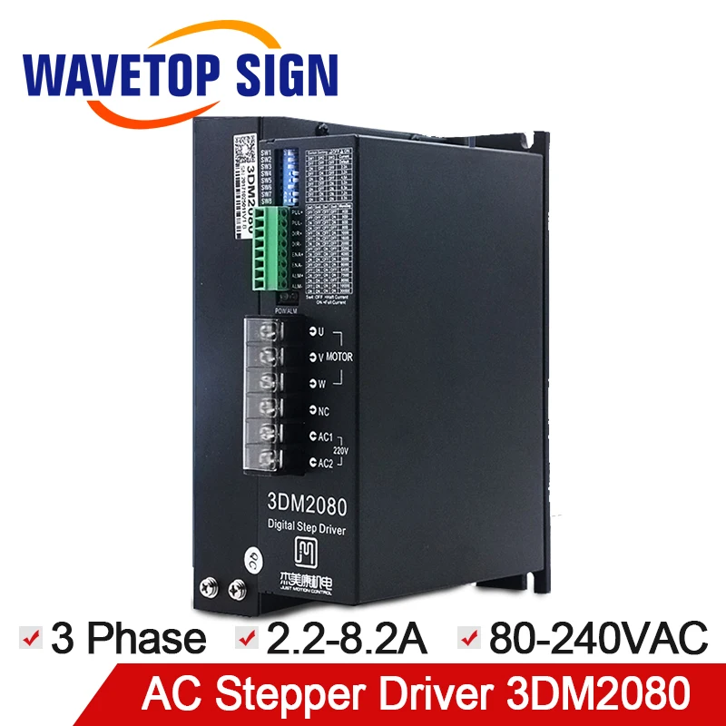 

WaveTopSign Stepper Motor Driver 3DM2080 3Phase Input Voltage 80-240VAC Match with 110.130 Stepper Motor use CNC Router