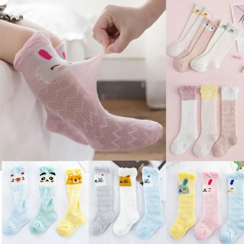 

3 Pairs Girl Boy 0-3T Stocking Breathable Mesh Summer Anti-mosquito Stocking Knee High Summer Daily Wear