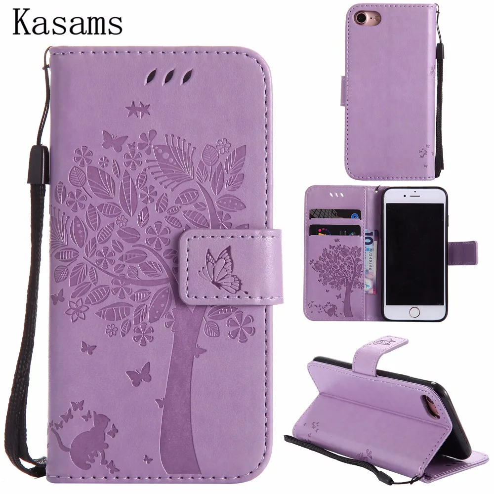 

3D Tree For iPhone 7 Plus PU Leather Mobile Case For iPhone7 7Plus Phone Shell For iPhone 7 Wallet Magnet Flip Stand Cover