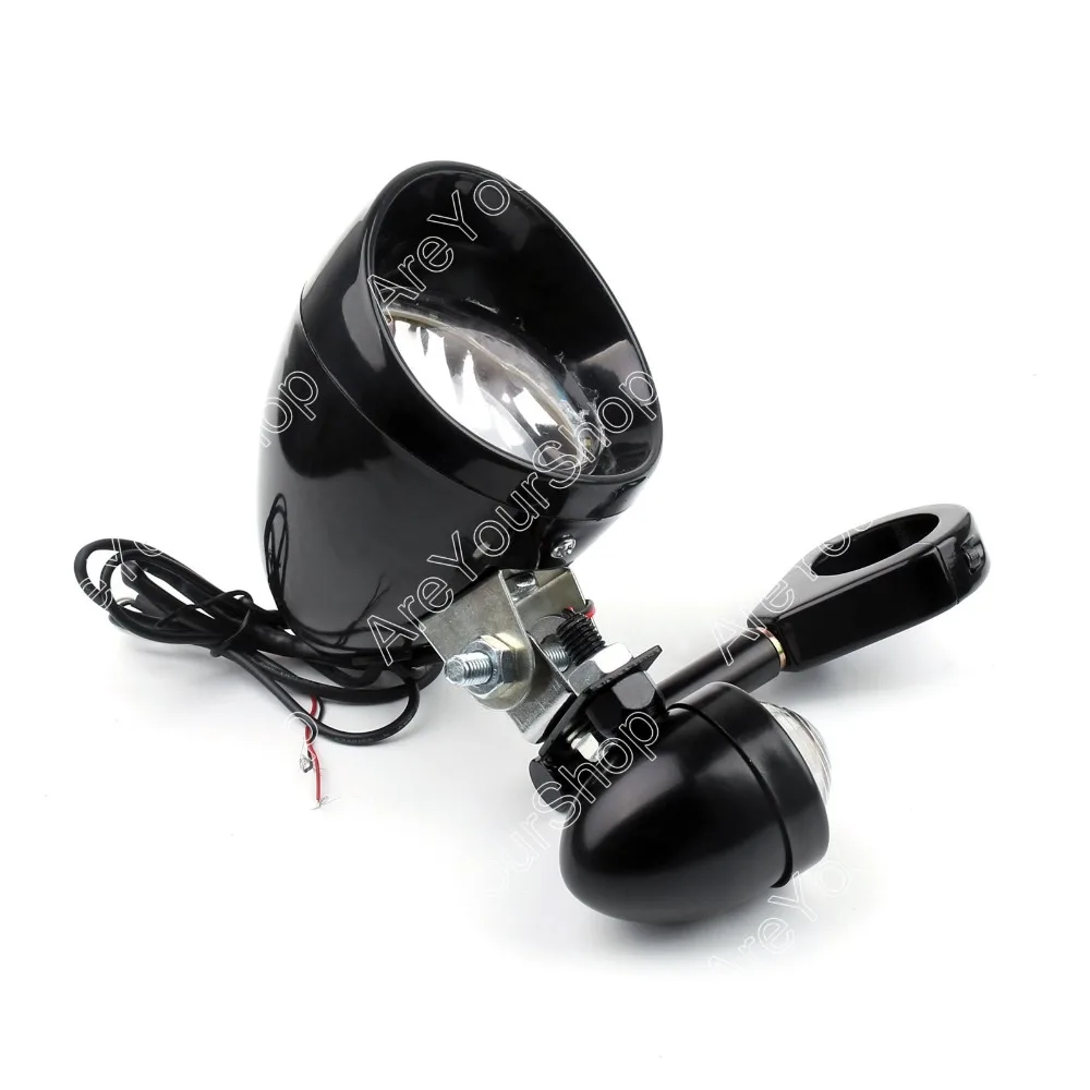 

Areyourshop 39 41 49 mm Fork Clamp Mounted LED Spot Fog Driving Lights Turn Signals for Harley Davidson Sportster Dyna Bobber