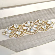 MissRDress свадебный пояс с золотыми кристаллами, роскошные стразы, свадебный пояс с ручной отделкой бисером для свадебных платьев JK853