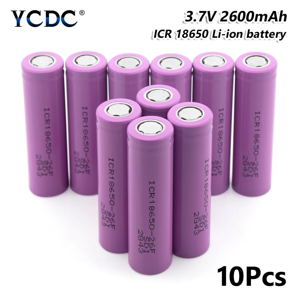 Rechargeable ICR 18650 26F Battery 2600mAh 3.7V For Torch Mini Fan Gamepad Torch Rechargeable For Power Bank Torch