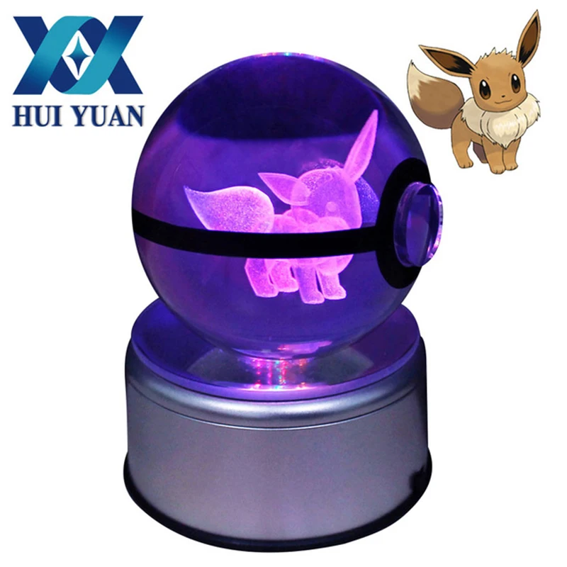

Shipping from USA Crystal Ball sela design go Laser 9 Eevee Engraved LED rotating base Children like the 3D night light