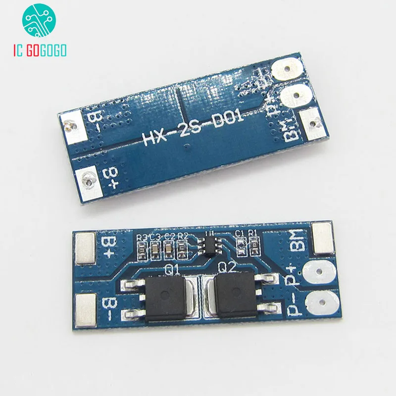 

2pcs 2S 8A 10A 7.4V 8.4V 18650 Lithium Battery Protection Board Li-ion BMS PCM PCB High Current Lipo Battery Cell Pack Module