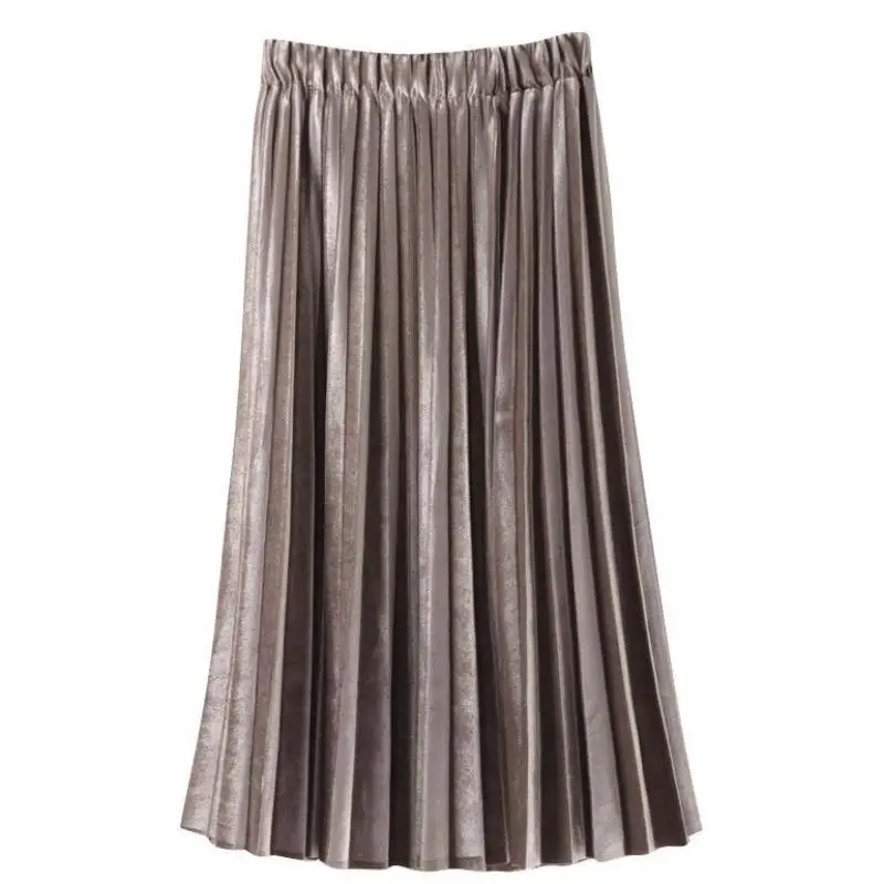 Южная Корея стиль бархатная юбка винтажная плиссе в гармошку юбка с высокой талией