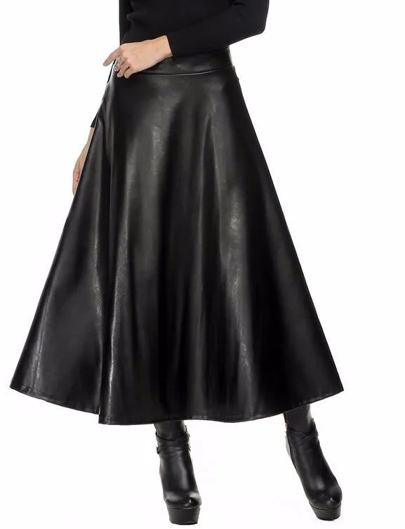 JOYINPARTYFashion Женская юбка из искусственной кожи, Женская юбка макси с высокой талией, Женская юбка с высокой талией