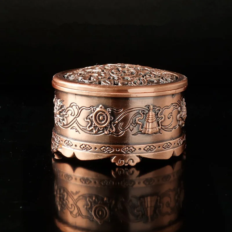 

High-quality Copper Alloy Eight Auspicious Symbols Portable Burner Mini Censer Buddhism Temple Home Decor Coil Incense Burner