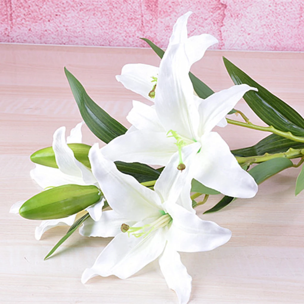 

Silk Flower Artificial Lilies Bouquet 6 Heads Home Wedding Floral Decoration