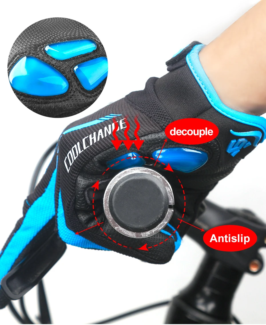 Coolchange, велосипедные перчатки Сенсорный экран гель велосипед перчатки Спорт противоударный MTB дорога полный палец велосипедные перчатки