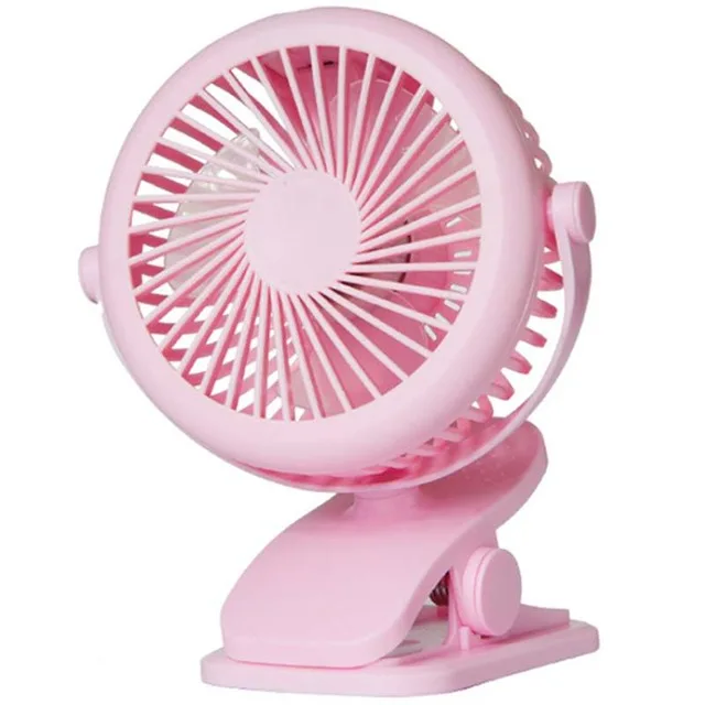 Портативный USB многофункциональный зажим вентилятор мини перезаряжаемая детская коляска вентиляторы воздушного охлаждения Настольный usb-вентилятор с USB 18650 выходом батареи - Цвет: Розовый