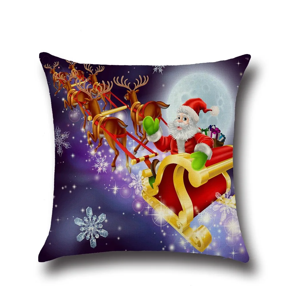 Christmas LED Light Cotton Sofa Linen Throw Pillow Case Kids Gift Cushion Cover 