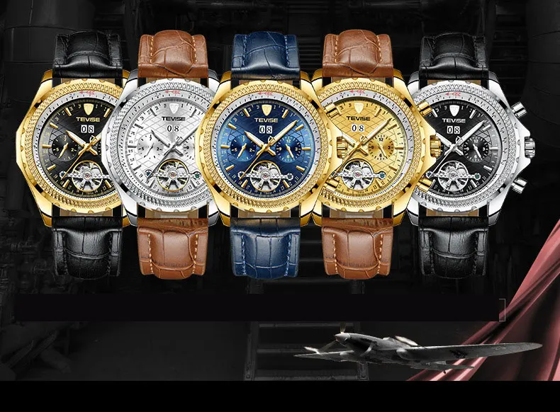 Tevise Топ бренд Роскошные мужские часы Автоматические Tourbillon механические часы для мужчин с автоматическим заводом мужские наручные часы Relogio Masculino