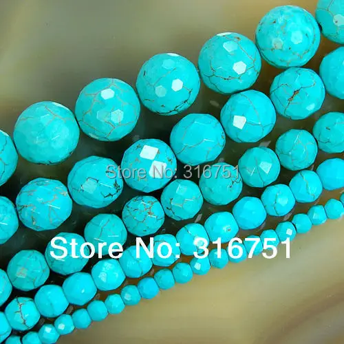 

Hot Sale Faceted Blue Turquoises Round Beads 15.5inch/strand 4 6 8 10 12 14mm Pick Size Free Shipping F00042 Aa
