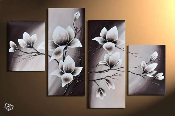 

hand-painted wall art Quietly elegant blooming flowers decoration abstract Landscape oil painting on canvas 4pcs/set mixorde