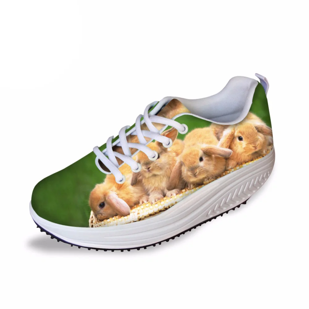 

NOIDYDESIGNS Women Casual Platform Shoes 3D Animal Rabbit Printed Height Increasing Shoes Shape Ups for Female Swing Shoes