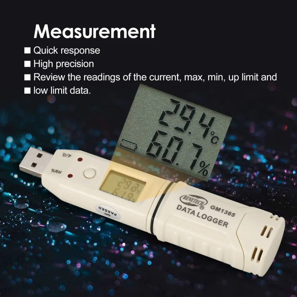 

BENETECH Humidity Temperature Data Logger Meter LCD Digital Auto USB Flash Disk Pen Type Recorder Thermometer