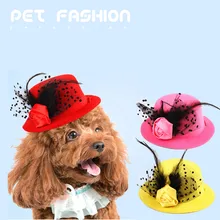 Модные шапки для собак Шапки перо цена Стиль милый маленький шляпа для домашних животных для лето кошка собака с поставщиком Аксессуары;