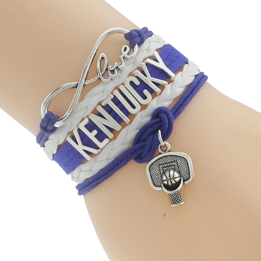 Top Quality Infinity Love KENTUCKY basketball Team Bracelet blue white