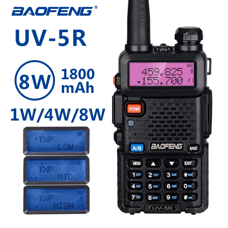 

Baofeng UV-5R 8W Walkie Talkie Hunting Ham radio station 10km long range Dual Band uv 5r portable Handheld uv5r transceiver