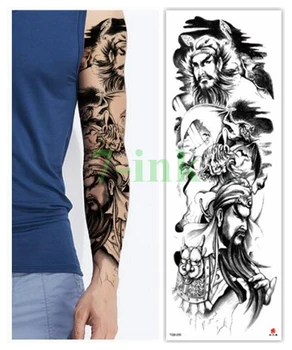 

Waterproof Tattoos Sticker Full Arm Guan Yu bat armor arrow tattoo Water Transfer flash tatoo fake tattoo for men women
