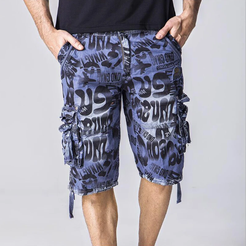 Камуфляжные карго-шорты камуфляжные мужские новые мужские s мужские шорты в повседневном стиле свободные рабочие шорты мужские военные Короткие штаны Большие размеры 29-42