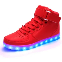 Hot lights up led luminous women shoes high top glowing casual shoes with Led simulation sole charge for adults neon basket