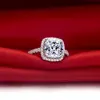 Solid 14K 585 White Gold 1CT Cushion Moissanite Engagement Ring D Color VVS1 Original Diamond Ring For Women 4