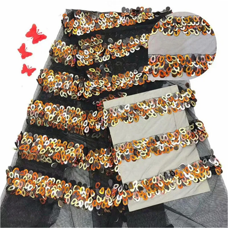 Hot Selling African Guipure Lace Fabric High Quality French Tulle Sequins For Wedding Dress big lace | Дом и сад