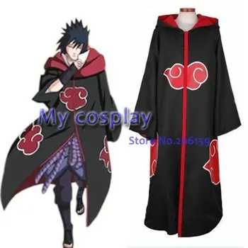 

Anime Naruto Cosplay costume Akatsuki Cloak With Hat Men&Women halloween party action figure Cosplay Costume Men Hoodies