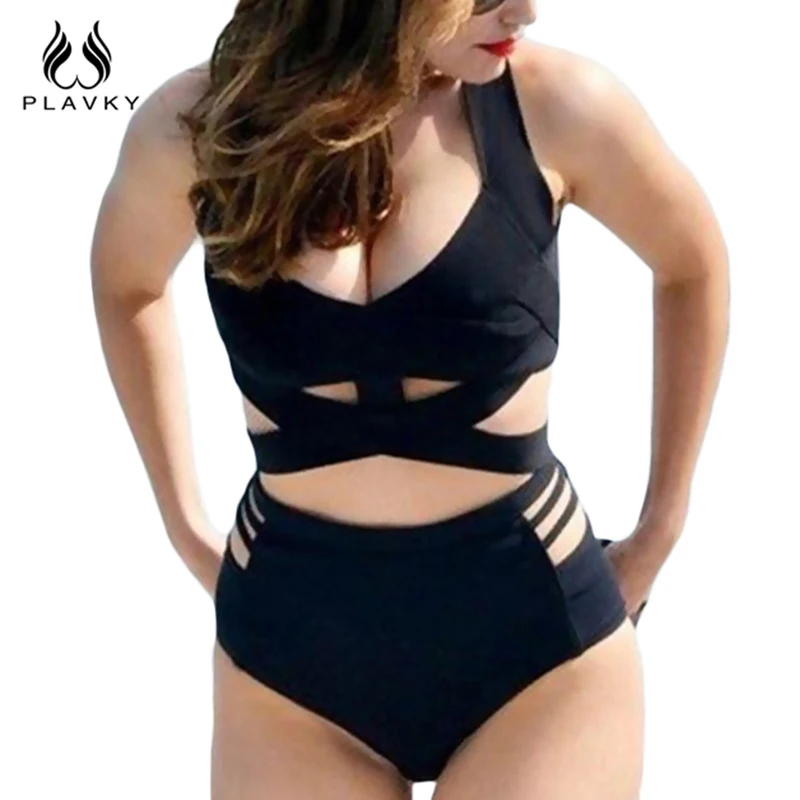 2017 Sexy Black Bandage Biquini Cut Out High Waist Swim Bathing Suit Swimsuit Large Plus Size Swimwear Women Push Up Bikini Set plus-size-black-swimsuit : image 2017 Sexy Black Bandage Biquini Cut Out High Waist Swim Bathing Suit Swimsuit Large Plus Size Swimwear Women Push Up Bikini Set plus-size-black-swimsuit