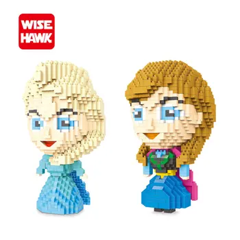 

WiseHawk Mini block Princess Anna Elsa Diamond Model Action Figures Creative Micro Building Bricks Educational Toys For Children