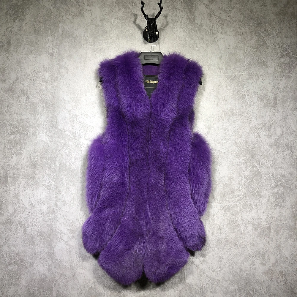 Fourrure Yoloagain Vraie Renard Gilet Multi multi Dames De multi multi multi Femmes Manches Sans xrpCwqSrE