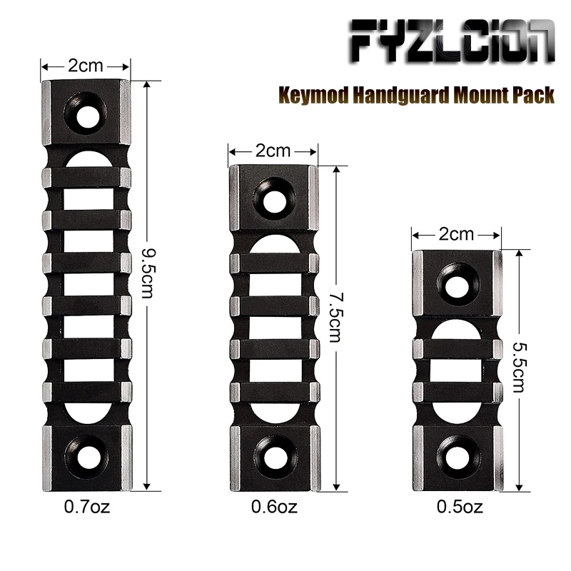 

Tactics AR15 Rifle Accessory Lightweight Picatinny Rail (3-slot,5-slot,7-slot) for Keymod Handguard Mount Pack of 3 Aluminum