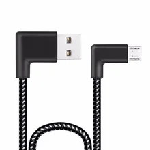Durable L Shape Connector Micro USB Charging Data Cable 90 Degree Black Nylon Weaving Data Transfer Cable Cord