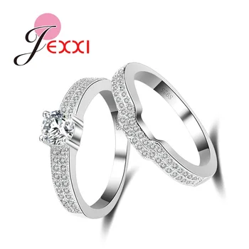 

Chic Fashion Vintage Small Size Clear Crystal Rings Set Women Ladies Finger Jewelry Cheap Wholesale Wedding Rings