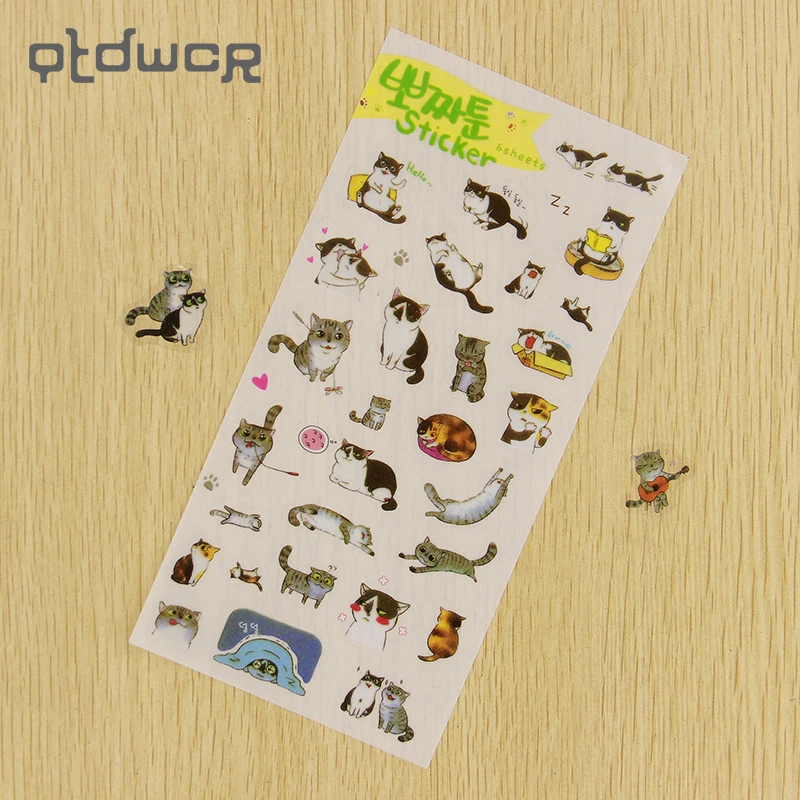 6 шт. прозрачные наклейки с мультяшными кошками|stickers for|stickers for childrenstickers love |